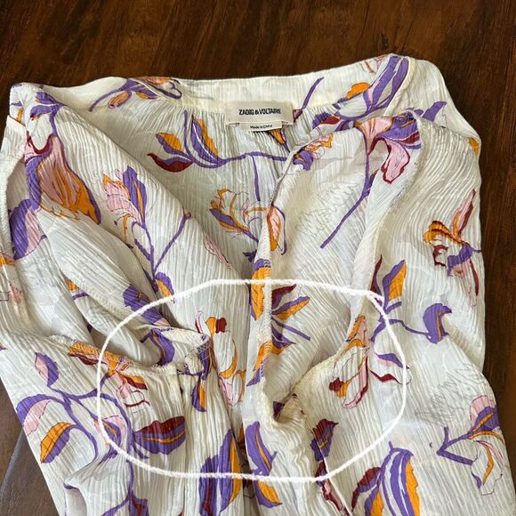 ZADIG & VOLTAIRE Tink Jac Cut Flowers Blouse V-Neck Multicolor - Picture 7 of 11